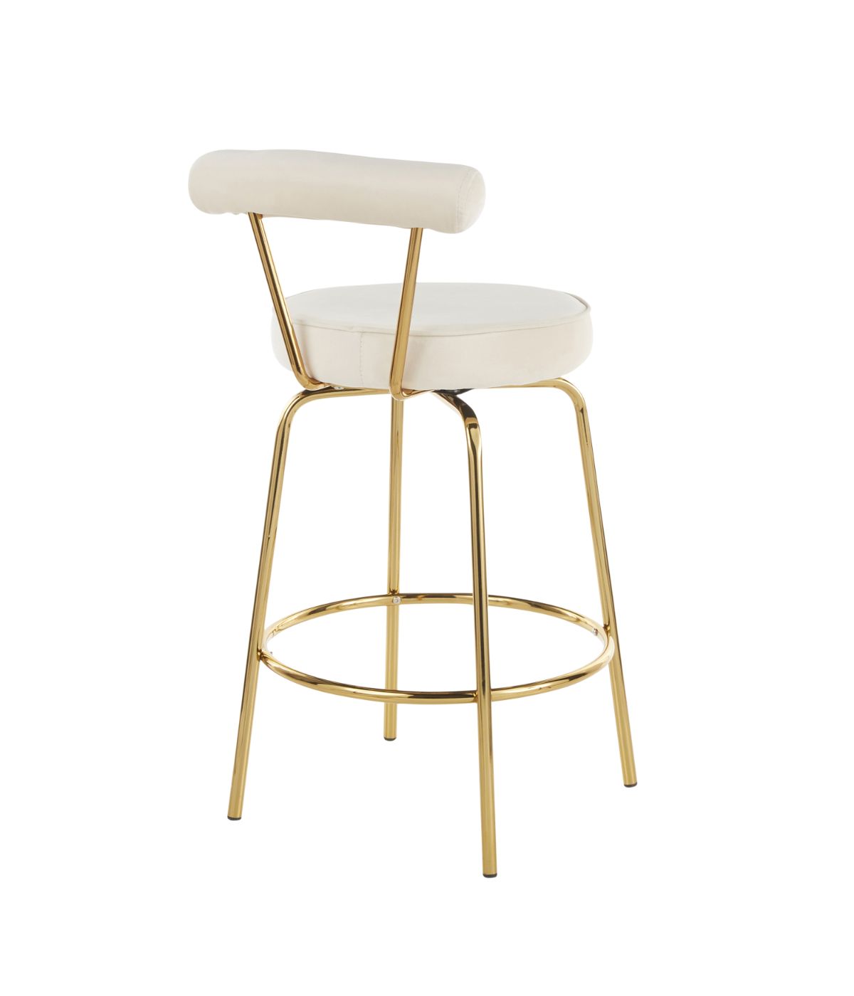  LumiSource Rhonda Counter Stool - Set of 2 Gold & Cream - Gold & Cream - Bonton