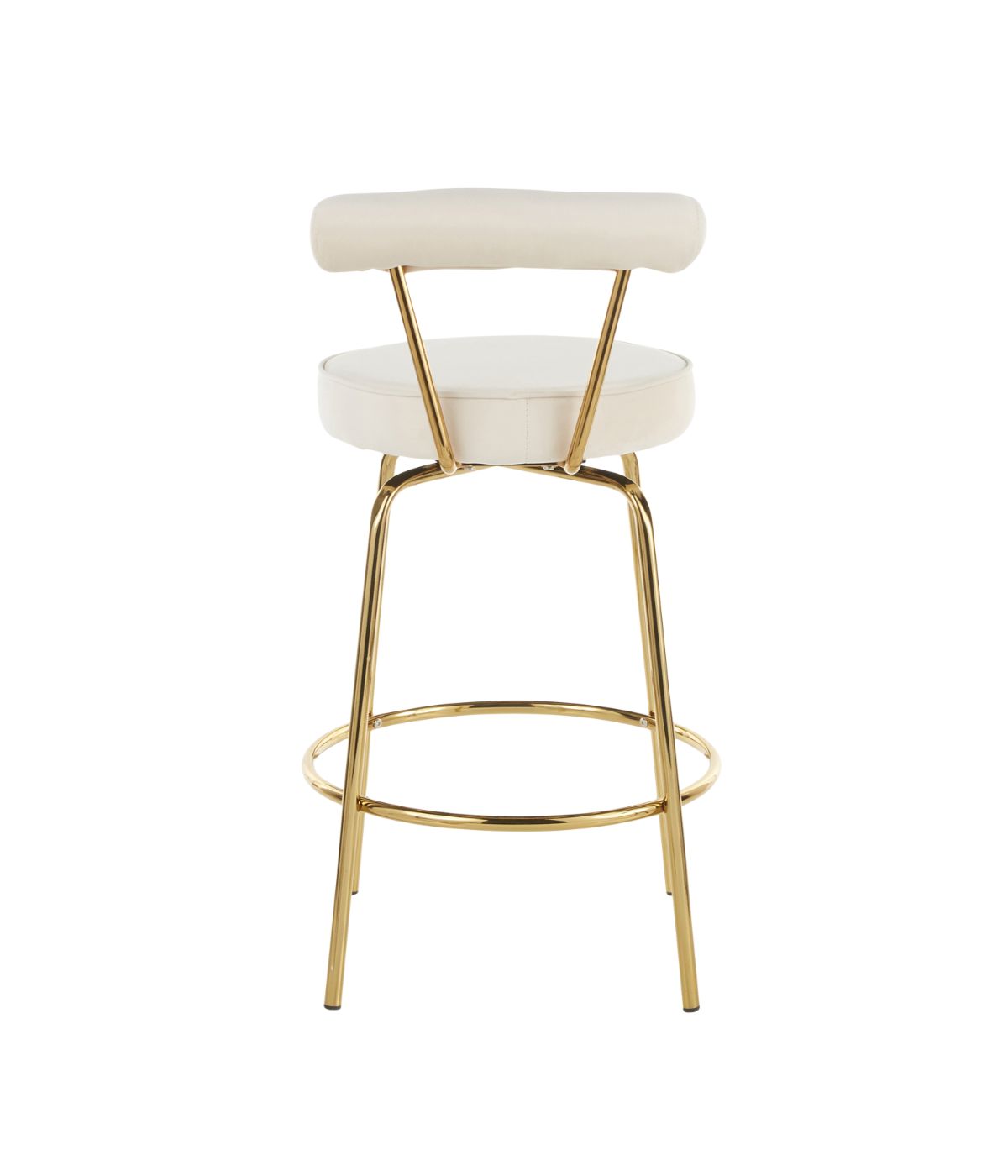  LumiSource Rhonda Counter Stool - Set of 2 Gold & Cream - Gold & Cream - Bonton