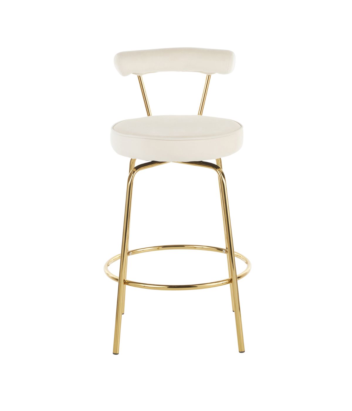  LumiSource Rhonda Counter Stool - Set of 2 Gold & Cream - Gold & Cream - Bonton