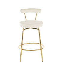 Rhonda Counter Stool - Set of 2 Gold & Cream