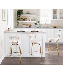 Rhonda Counter Stool - Set of 2 Gold & Cream