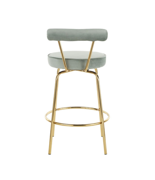 Rhonda Counter Stool - Set of 2 Gold & Sage Green