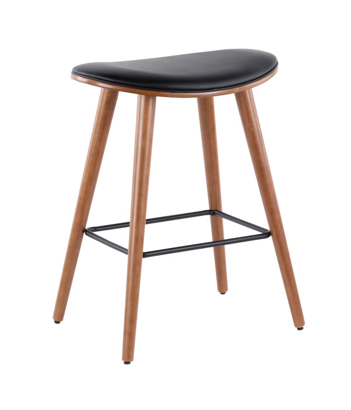  LumiSource Saddle Counter Stool - Set of 2 Walnut & Black - Walnut & Black - Bonton