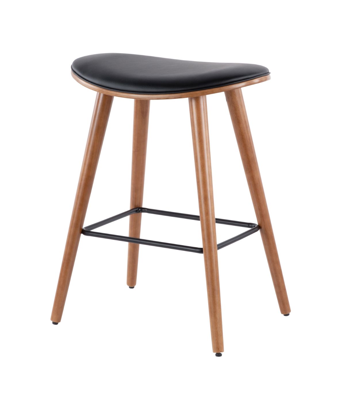  LumiSource Saddle Counter Stool - Set of 2 Walnut & Black - Walnut & Black - Bonton