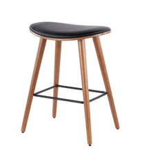 Saddle Counter Stool - Set of 2 Walnut & Black