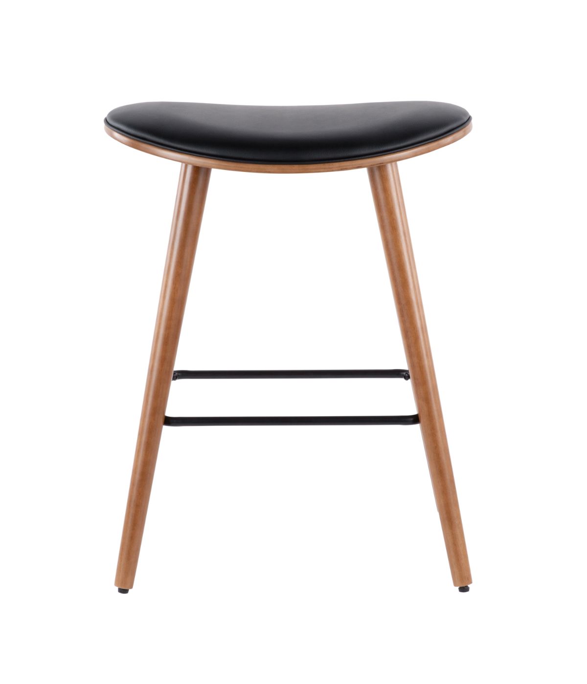  LumiSource Saddle Counter Stool - Set of 2 Walnut & Black - Walnut & Black - Bonton