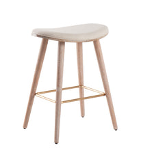 Saddle Counter Stool - Set of 2 White Washed, Gold & Cream