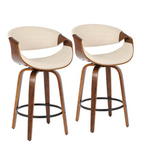 Symphony Counter Stool - Set of 2 Walnut, Cream & Black