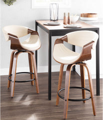 Symphony Counter Stool - Set of 2 Walnut, Cream & Black