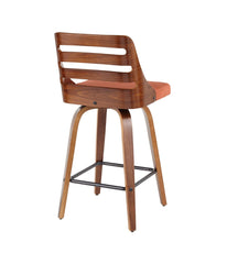 Trevi Counter Stool - Set of 2 Walnut, Orange & Black