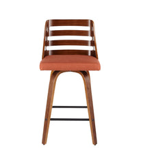 Trevi Counter Stool - Set of 2 Walnut, Orange & Black