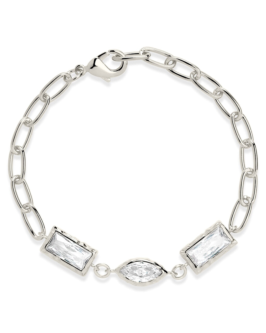  Sterling Forever Tate CZ Chain Bracelet - Silver - Bonton