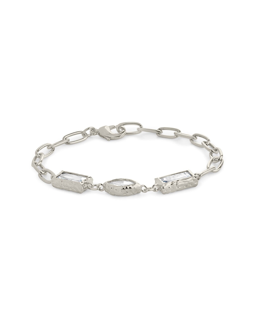  Sterling Forever Tate CZ Chain Bracelet - Silver - Bonton