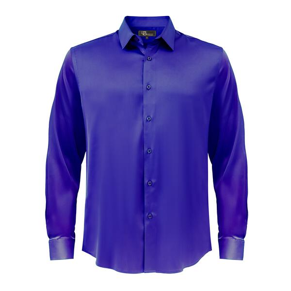  Barocco Barocco Luxe Satin Stretch Shirt MEDIUM BLUE - MEDIUM BLUE - Bonton