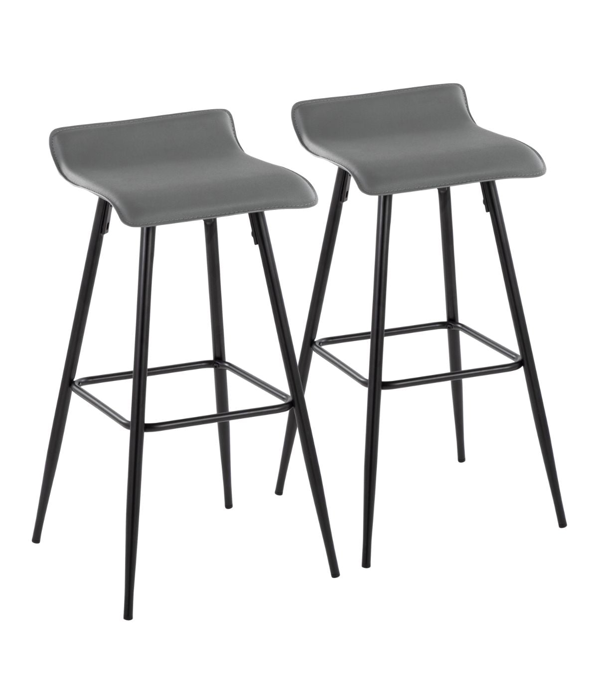  LumiSource Ale Fixed-Height Bar Stool - Set of 2 Black & Grey - Black & Grey - Bonton