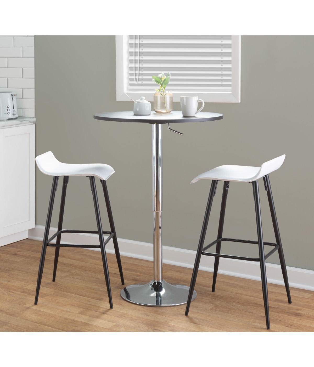  LumiSource Ale Fixed-Height Bar Stool - Set of 2 Black & White - Black & White - Bonton