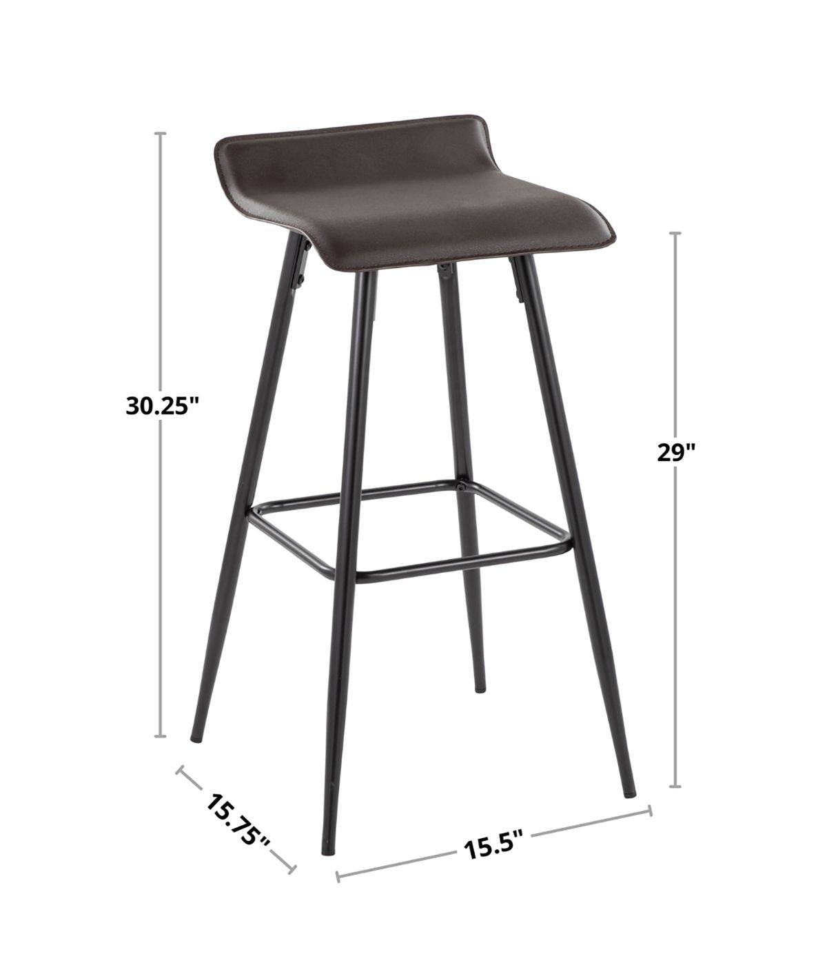  LumiSource Ale Fixed-Height Bar Stool - Set of 2 Black & White - Black & White - Bonton