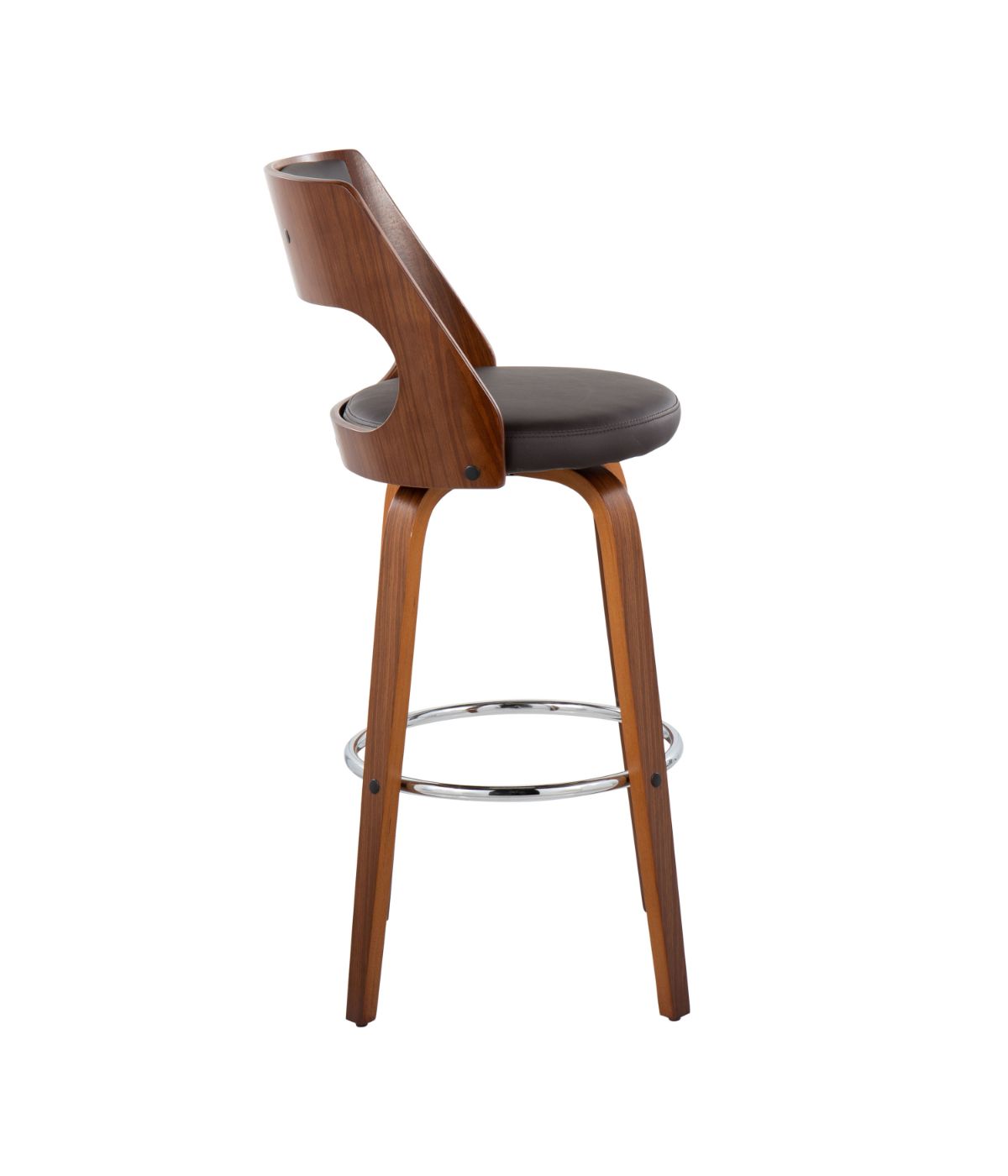  LumiSource Cecina Barstool - Set of 2 Walnut, Brown & Chrome - Walnut, Brown & Chrome - Bonton