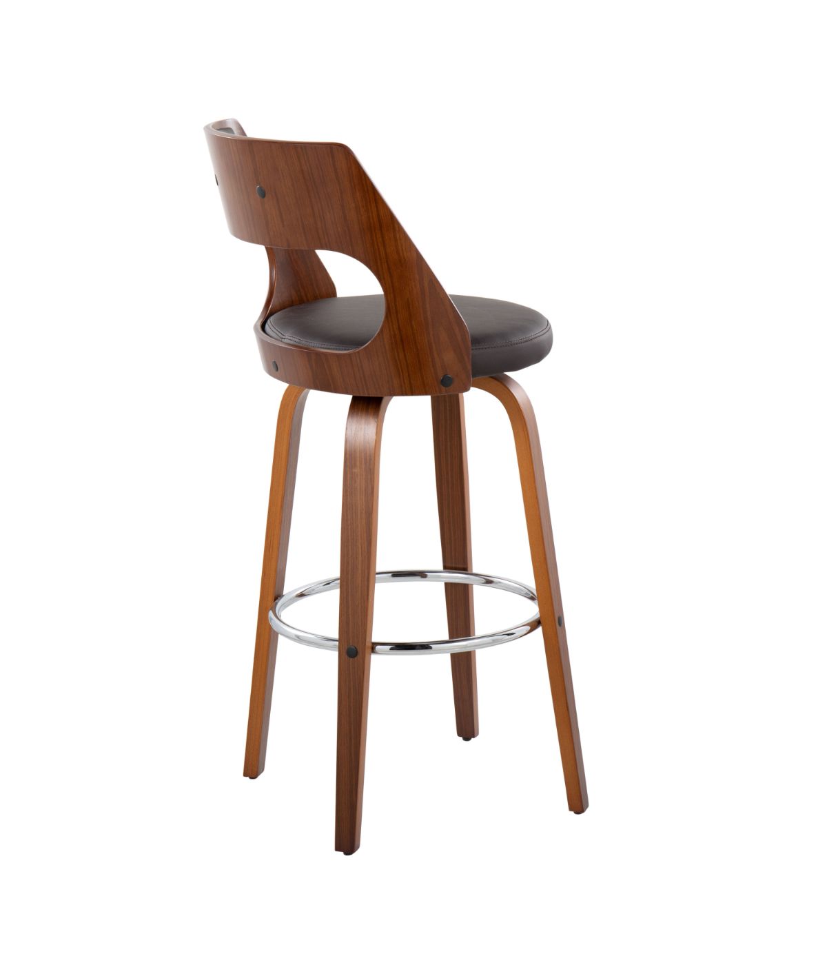  LumiSource Cecina Barstool - Set of 2 Walnut, Brown & Chrome - Walnut, Brown & Chrome - Bonton