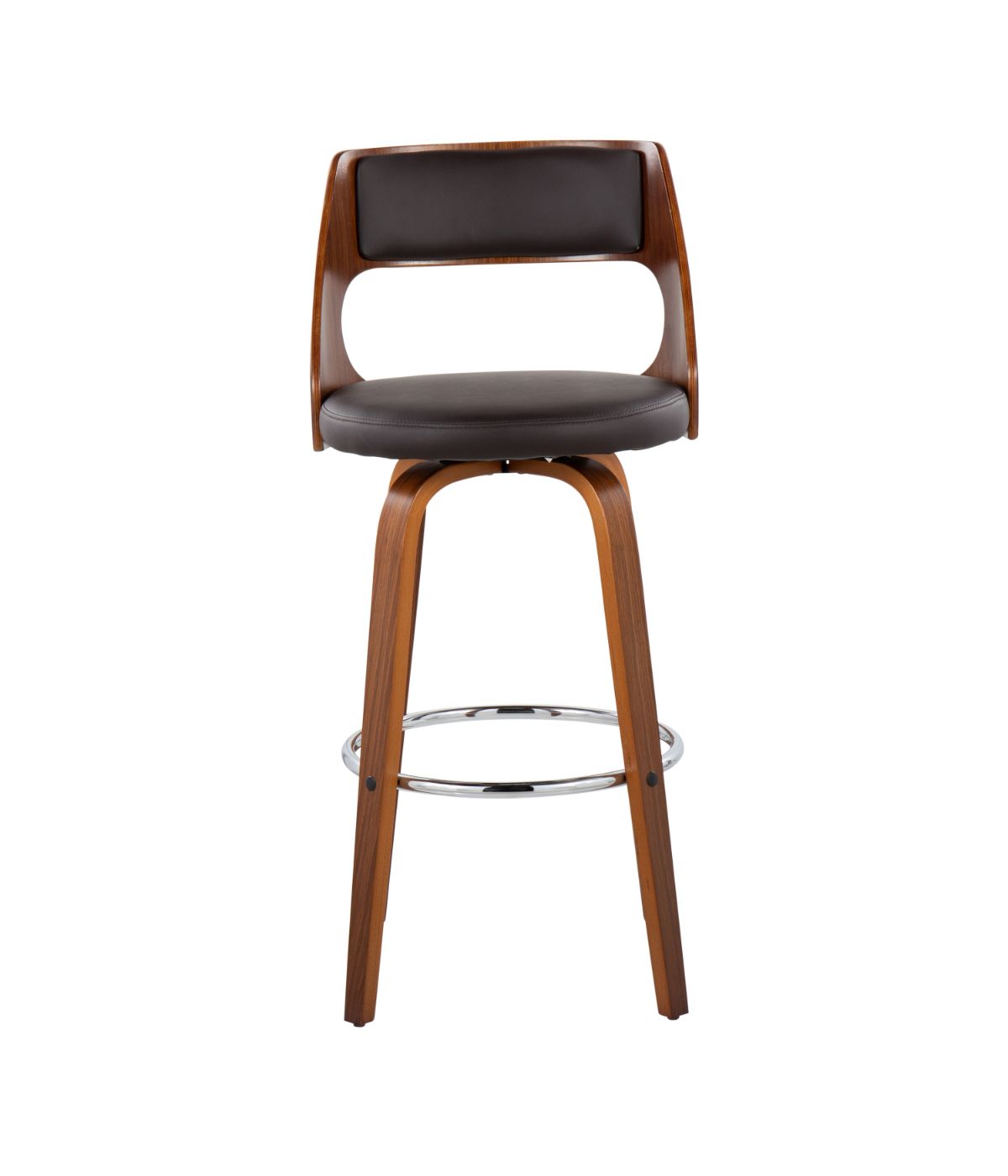  LumiSource Cecina Barstool - Set of 2 Walnut, Brown & Chrome - Walnut, Brown & Chrome - Bonton