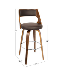 Cecina Barstool - Set of 2 Walnut, Brown & Chrome