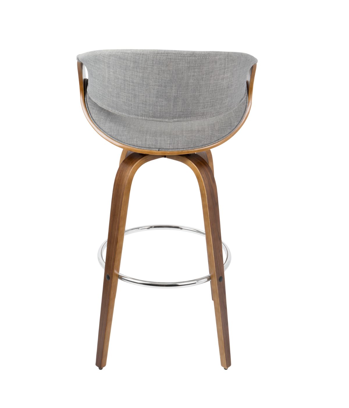  LumiSource Curvini 30'' Fixed Height Barstool - Set of 2 Walnut, Grey & Chrome - Walnut, Grey & Chrome - Bonton