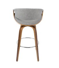 Curvini 30'' Fixed Height Barstool - Set of 2 Walnut, Grey & Chrome