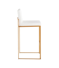 Fuji High Back Barstool - Set of 2 Gold & White