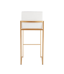 Fuji High Back Barstool - Set of 2 Gold & White