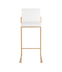 Fuji High Back Barstool - Set of 2 Gold & White