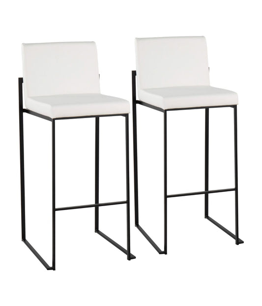 Fuji High Back Barstool - Set of 2 Black & White