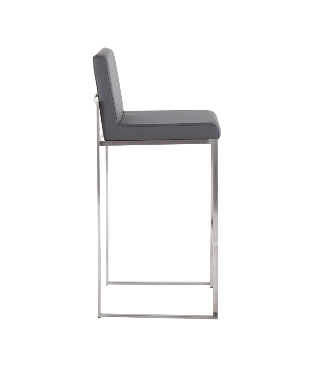  LumiSource Fuji High Back Barstool - Set of 2 Silver & Grey - Silver & Grey - Bonton