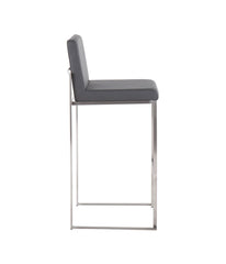 Fuji High Back Barstool - Set of 2 Silver & Grey