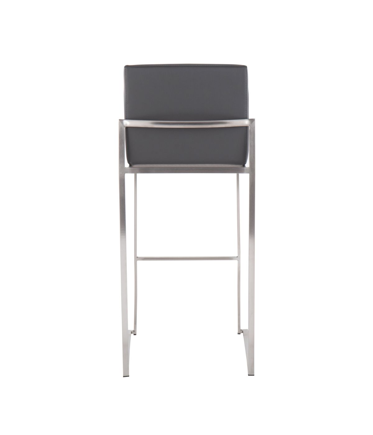  LumiSource Fuji High Back Barstool - Set of 2 Silver & Grey - Silver & Grey - Bonton