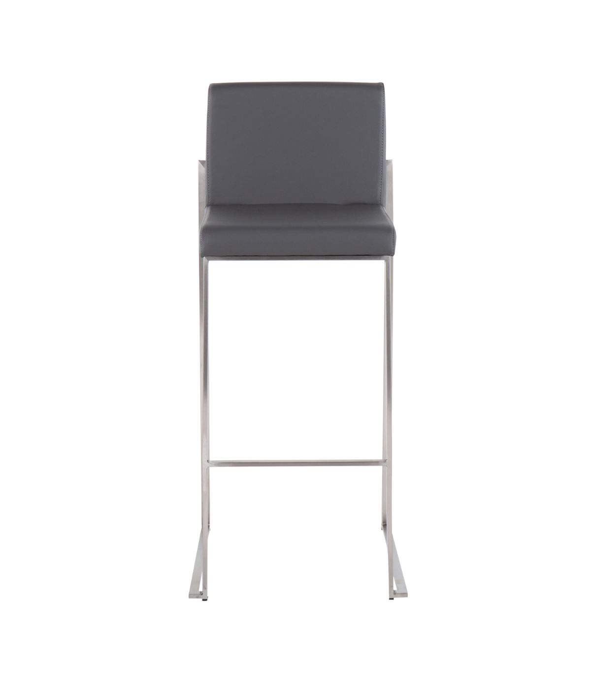  LumiSource Fuji High Back Barstool - Set of 2 Silver & Grey - Silver & Grey - Bonton