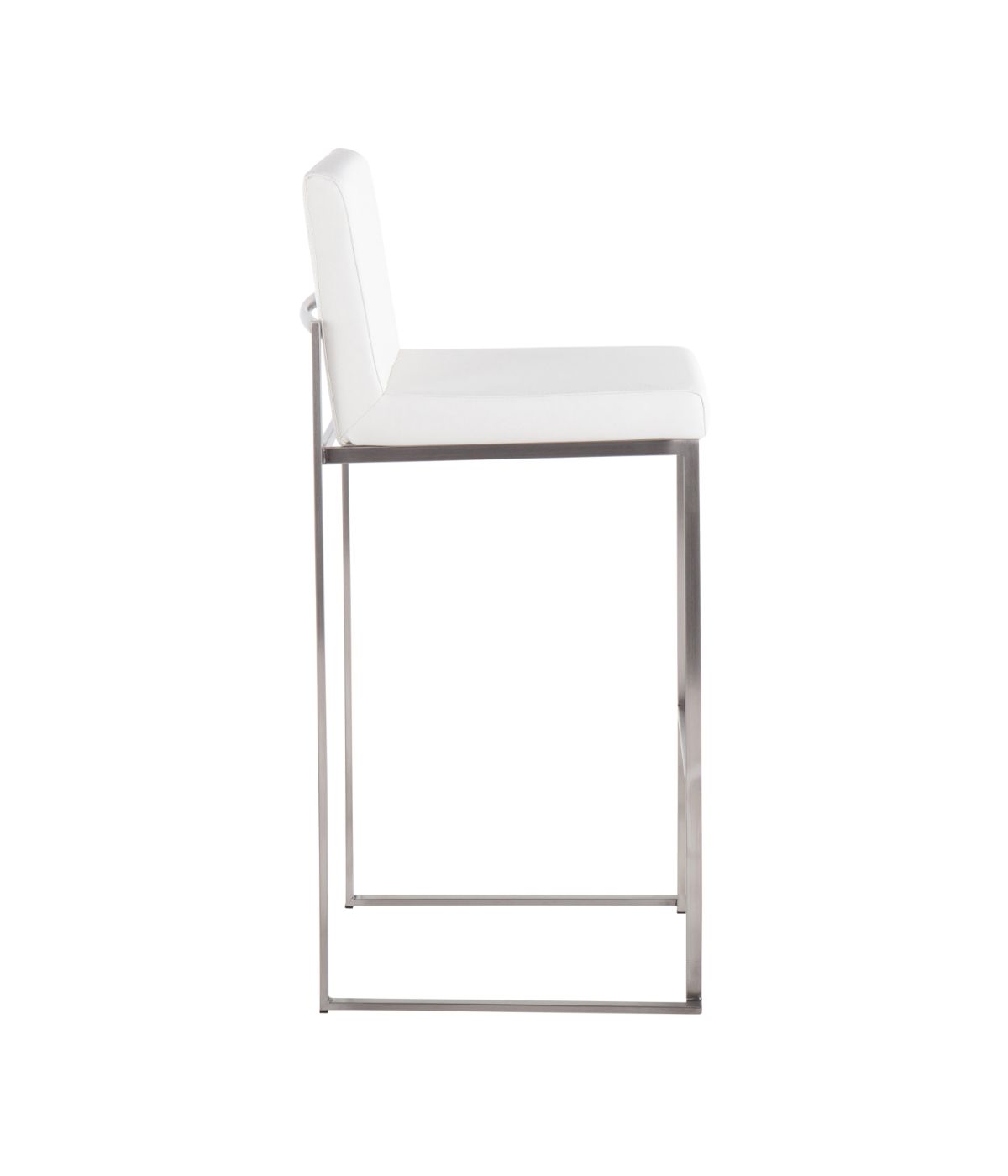  LumiSource Fuji High Back Barstool - Set of 2 Silver & White - Silver & White - Bonton