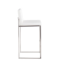 Fuji High Back Barstool - Set of 2 Silver & White