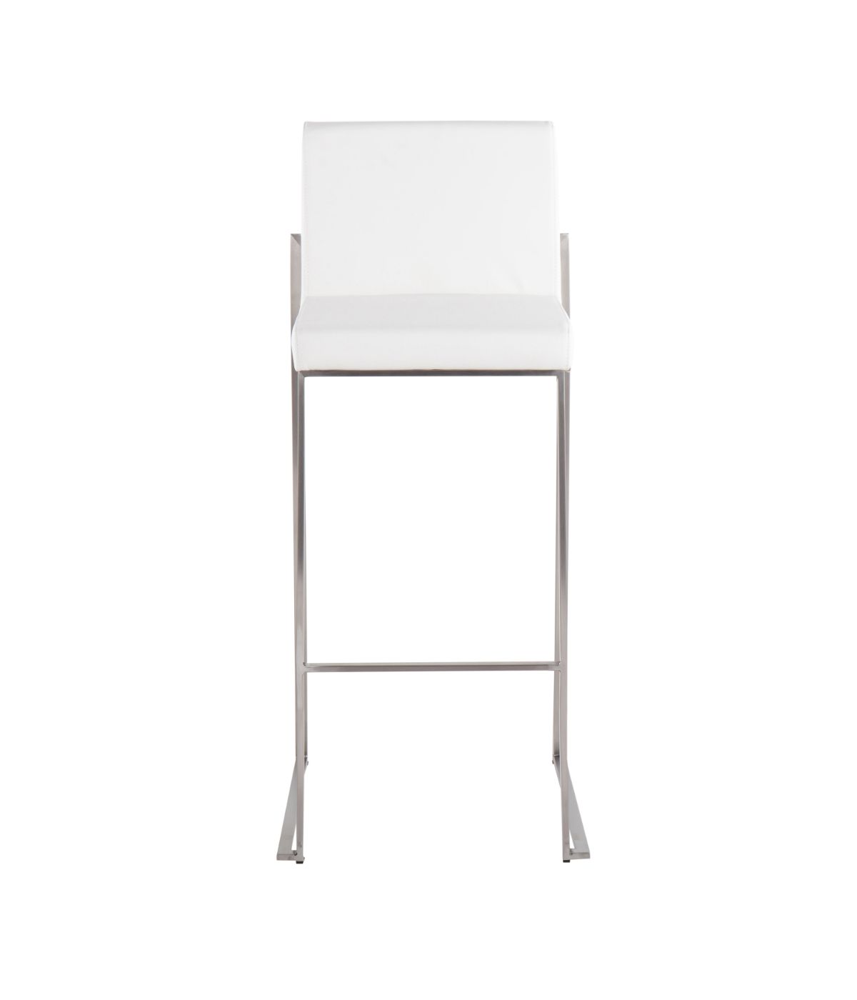  LumiSource Fuji High Back Barstool - Set of 2 Silver & White - Silver & White - Bonton