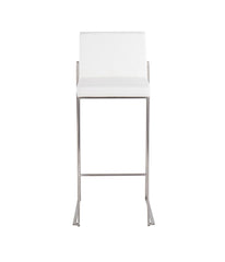 Fuji High Back Barstool - Set of 2 Silver & White