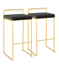 Fuji Stacker Gold Barstool Velvet - Set of 2 Gold & Black