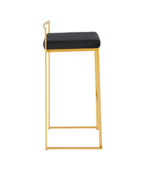 Fuji Stacker Gold Barstool Velvet - Set of 2 Gold & Black