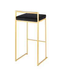 Fuji Stacker Gold Barstool Velvet - Set of 2 Gold & Black