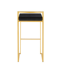 Fuji Stacker Gold Barstool Velvet - Set of 2 Gold & Black