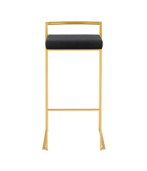 Fuji Stacker Gold Barstool Velvet - Set of 2 Gold & Black