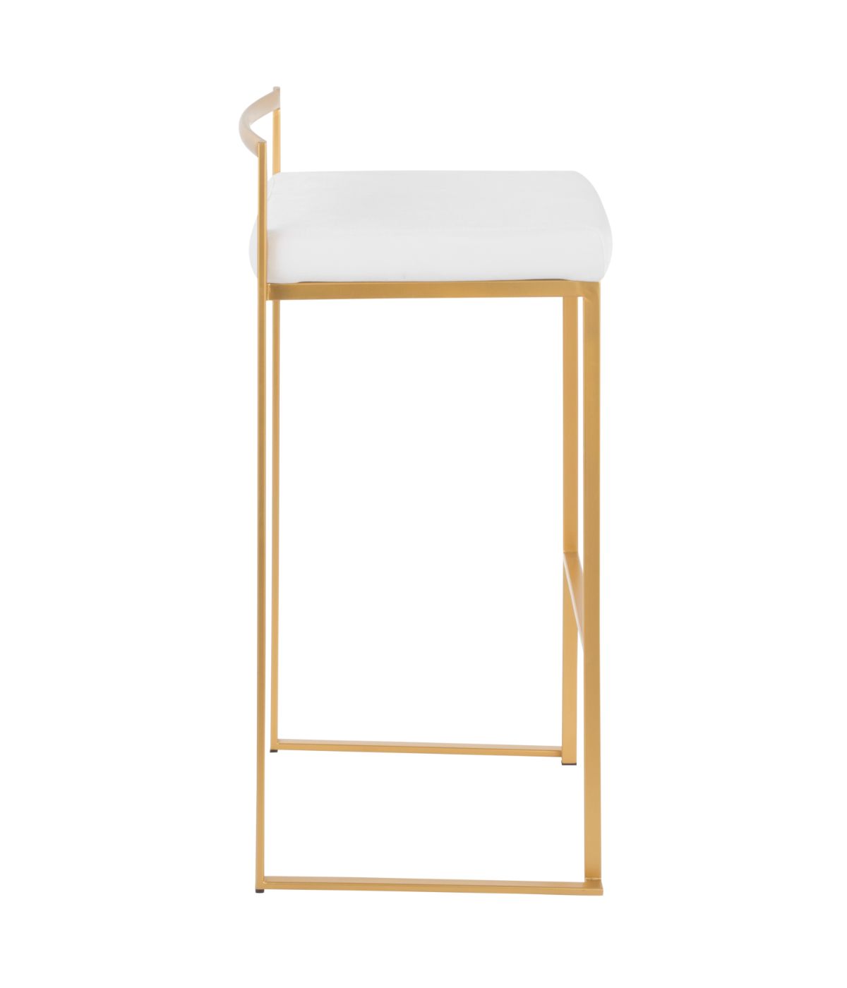  LumiSource Fuji Stacker Gold Barstool Velvet - Set of 2 Gold & White - Gold & White - Bonton