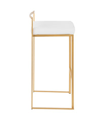 Fuji Stacker Gold Barstool Velvet - Set of 2 Gold & White