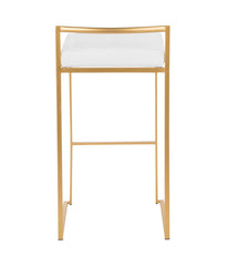 Fuji Stacker Gold Barstool Velvet - Set of 2 Gold & White