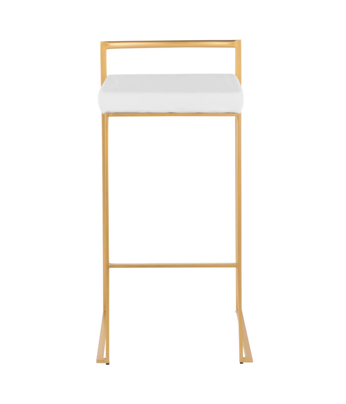  LumiSource Fuji Stacker Gold Barstool Velvet - Set of 2 Gold & White - Gold & White - Bonton