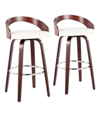 Grotto Barstool - Set of 2 Cherry, White & Chrome