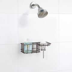 Classic Wall Mounted Shower Caddy Organizer Basket Shelf With Removable Adhesive Hook